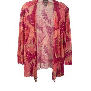 Chico's Womens Palm Print Cardigan Long Sleeve Open Front Size XL